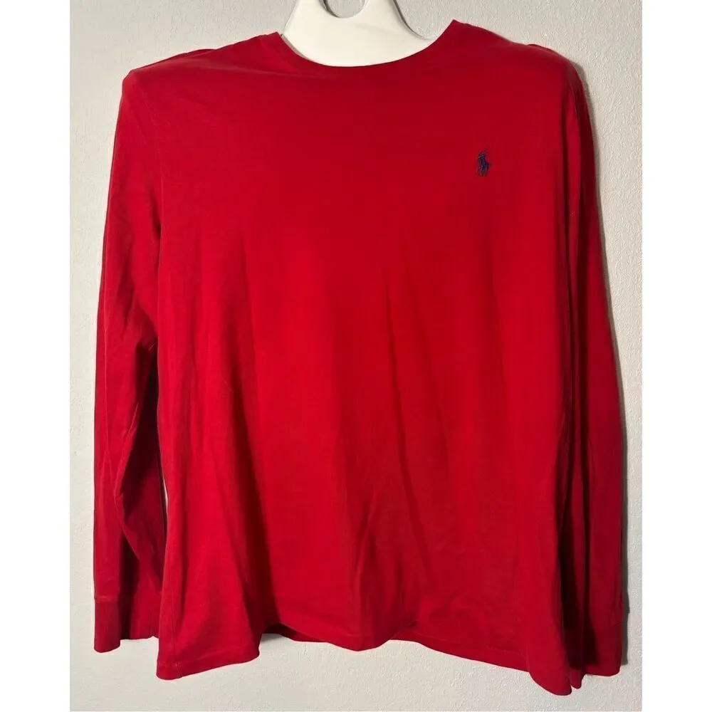 Polo Ralph Lauren Long Sleeve Shirt Men's Extra Large Large Red Crewneck Preppy
